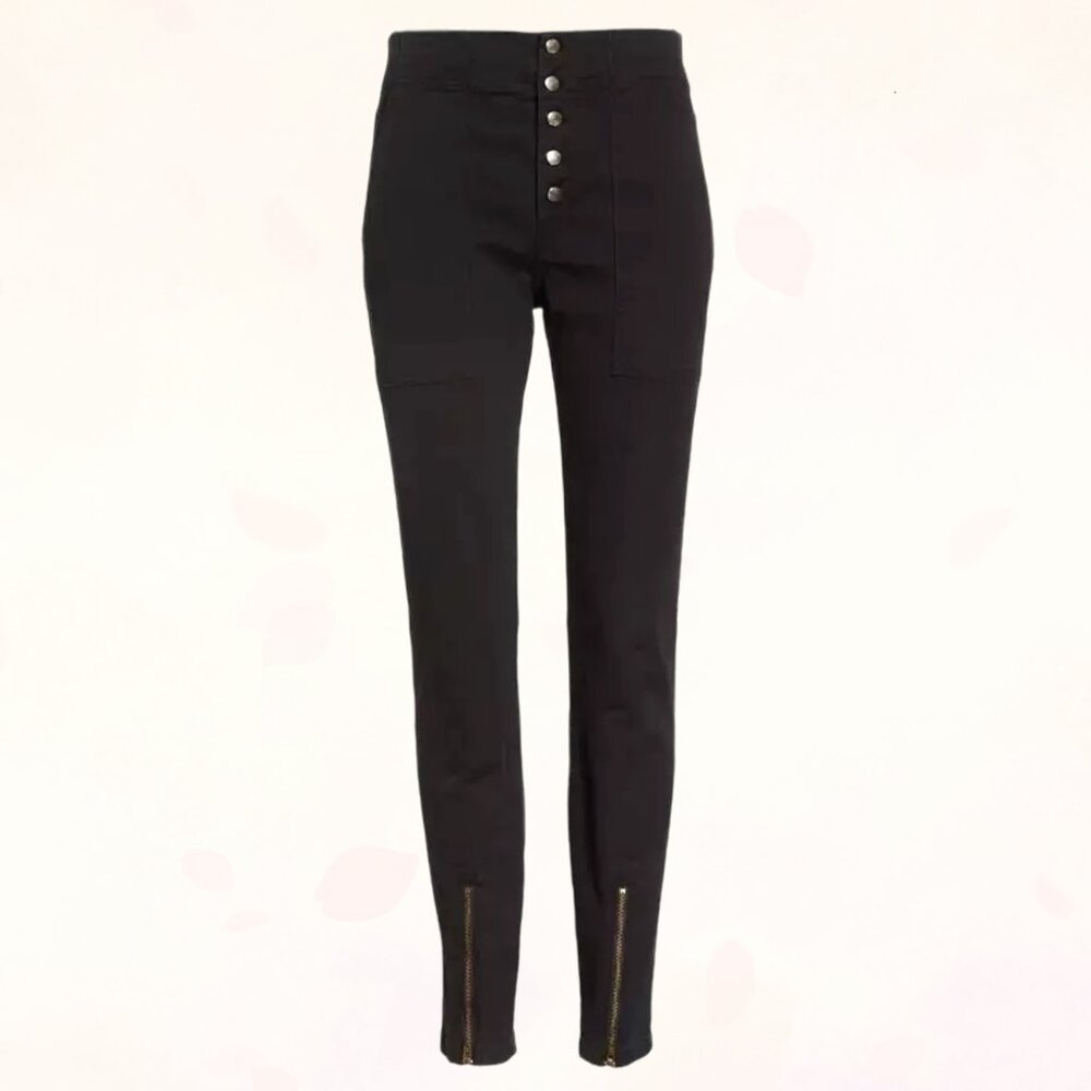 ALC Women Black High Rise Ankle Zip Side Slash Pocket Rowan Exposed Zip Pants S8